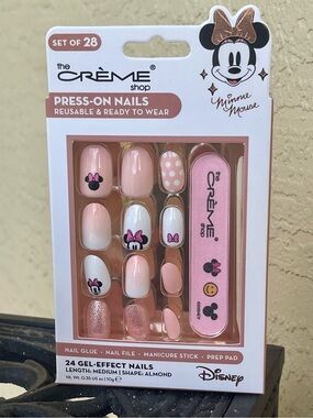Disney Minnie Mouse Press-On Nails by The Crème Shop – Set of 24 New in Box